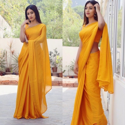 sexy-indian-actress:Beautiful Anu Emmanuel In Yellow Saree…..#1098#43608 Followers…
