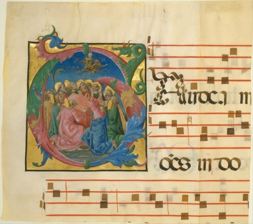 Manuscript Illumination with the Assumption of the Virgin in an Initial G, from a Gradual by Cosmè T