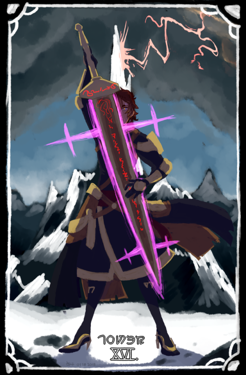 it only makes sense to give my walking disaster of a character the card whos meaning involves disast