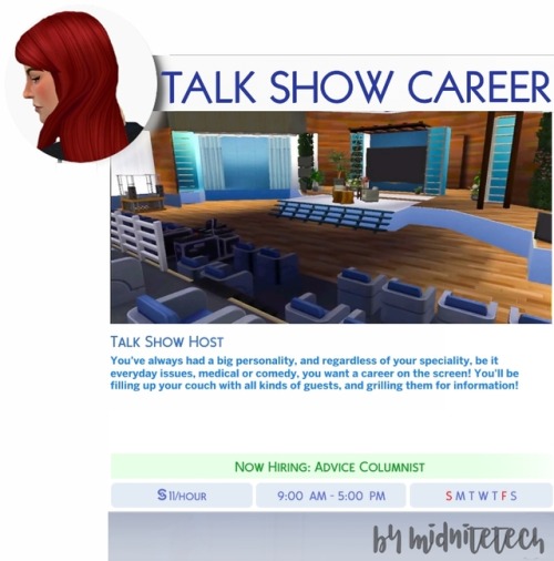 midnitetech: TALK SHOW HOST CAREER Another career request brought to virtual life! This one is for m