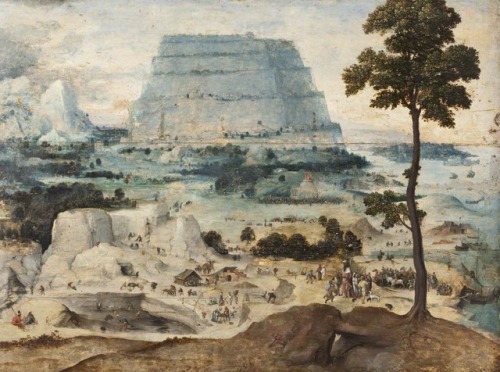 Joachim Patinir (attributed), The Building of the Tower of Babel, 1500-1524, oil on panel, 74 x 103 