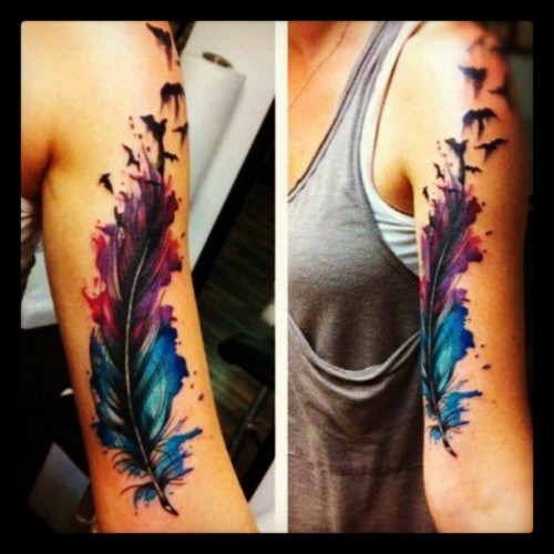 twistedtiffster: #tattoo #ink #feather #birds