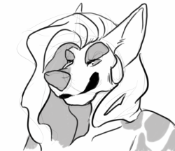 Thoughts on if I gave my big hyena lady sideburns? O; These were badly drawn on my phooone