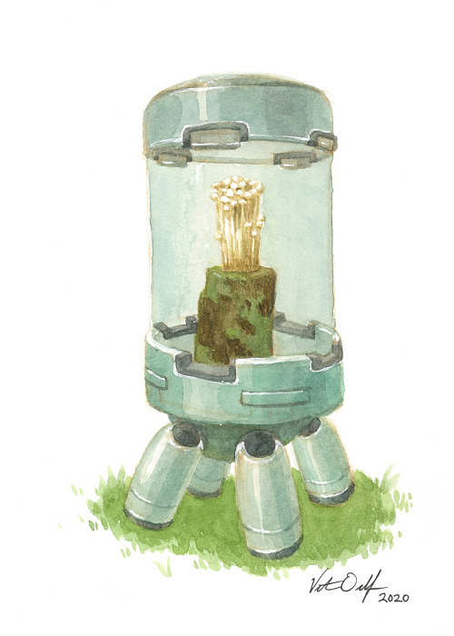 victoriaorolfoart: Some watercolor mushroom bots I made a while ago for Gallery Nucleus’s Powe