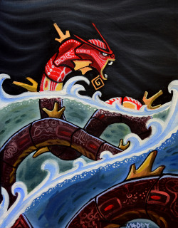 olsmad:  ::THE RED GYARADOS:: Oil on canvas