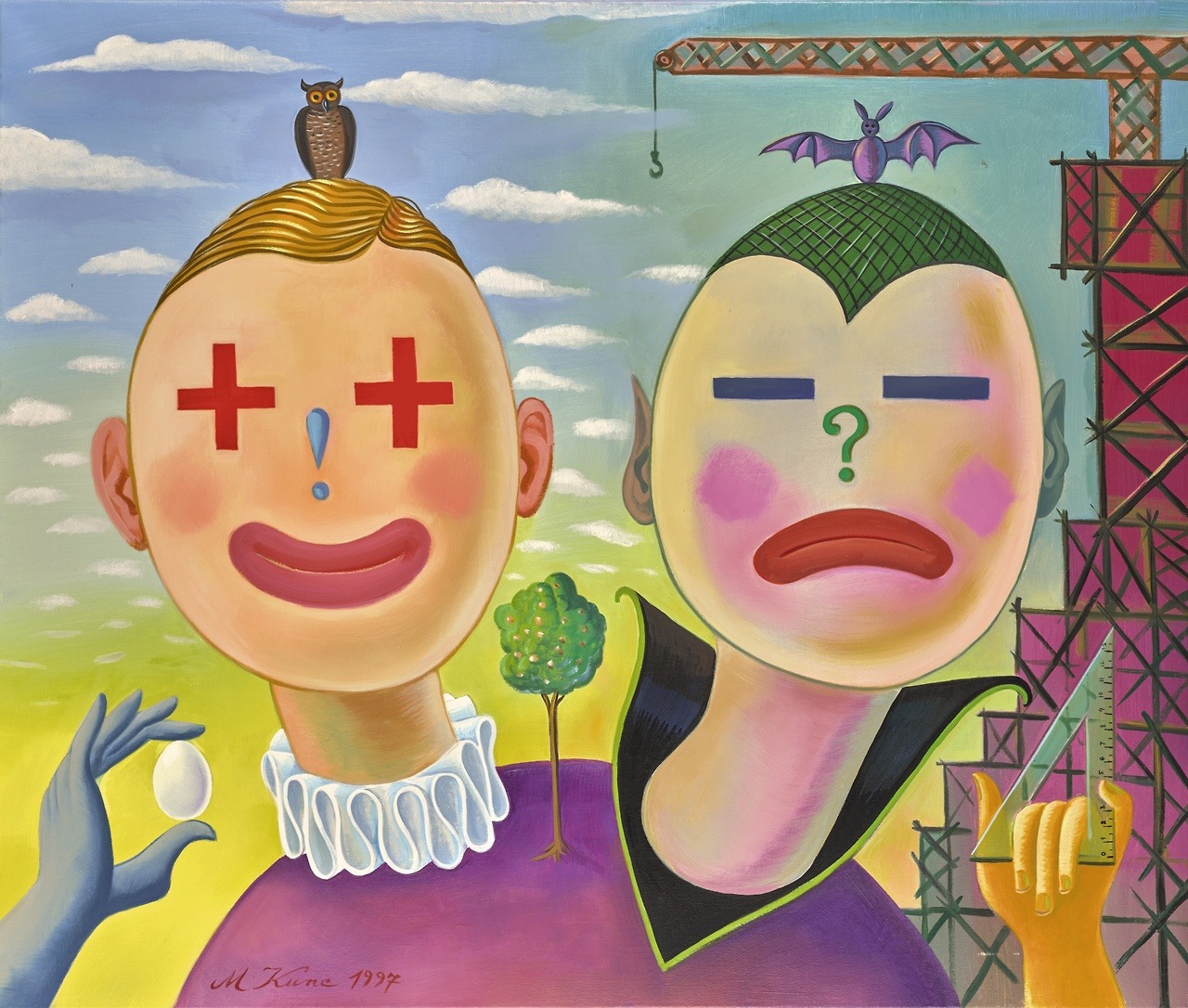 Milan Kunc - Clowns (oil on canvas, 1997)