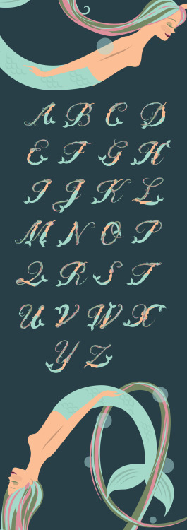 A little lettering experiment I made using mermaids and Copperplate script.