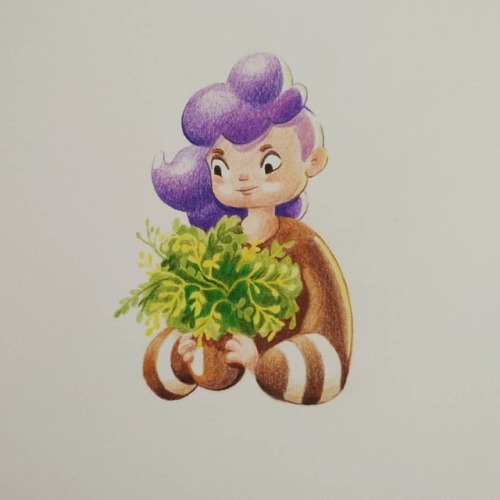 Trying out colored pencils. It&rsquo;s a bit out of my comfort zone but I like it! #girl #plant 