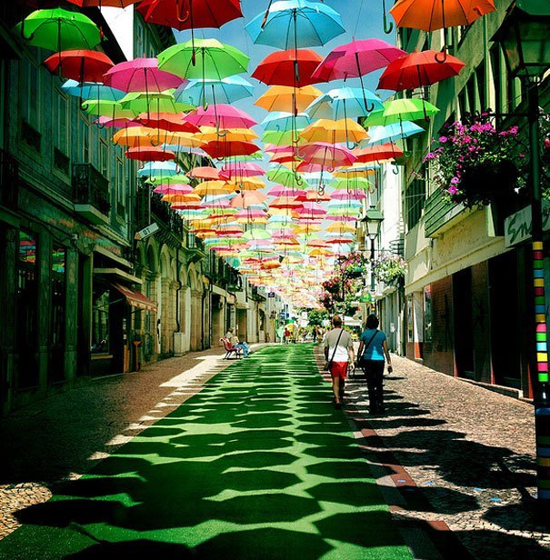 asylum-art:  Hundreds of Colorful Umbrellas in Portugal diana tavares &amp;