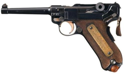 Swiss Waffenfabrik Bern Model 06/24 Luger Semi-Automatic Pistol with Shooting Prize Inscribed Grip a