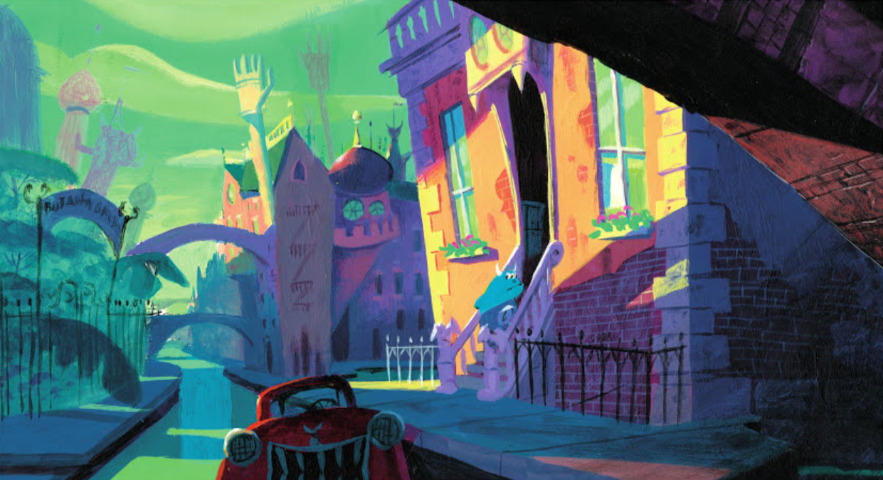 scurviesdisneyblog:Visual development for Monsters Inc. by Dominique Louis 