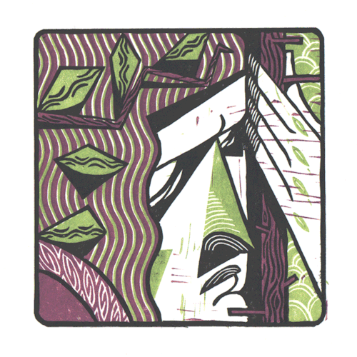 Another one linocut of my previous CG image of an elf.