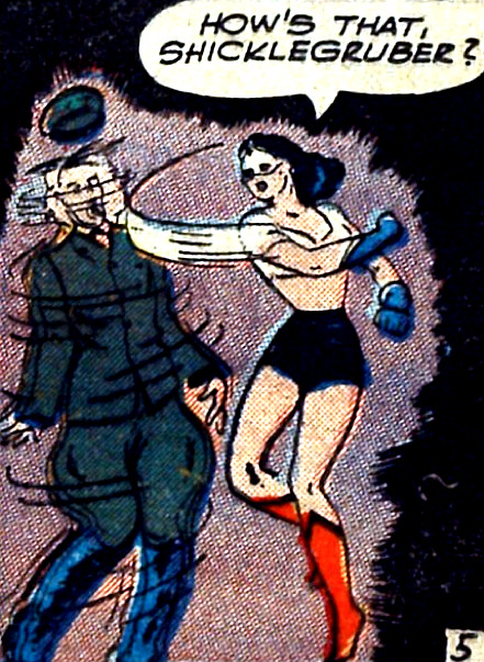 superdames:  War Nurse socks it to the Nazis! —”Pat Parker, War Nurse” in Speed Comics #19 (1942), writer & artist uncredited 