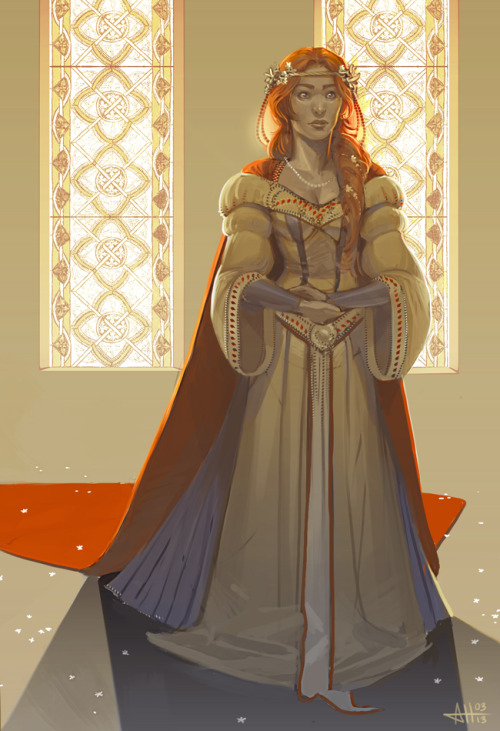 rhottenart:Catelyn Tully, about to marry her dead fiance’s younger brother in the middle of a 