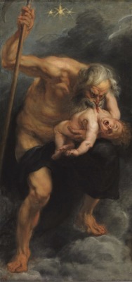 canforasoap: Pieter Paul Rubens (Flemish, 1577-1640), Saturn (Kronos) devours one of his Sons, between 1636 and 1638. Oil on canvas, 180 x 87 cm; Museo del Prado “  But Rhea was subject in love to Cronos and bore splendid children, Hestia, Demeter,