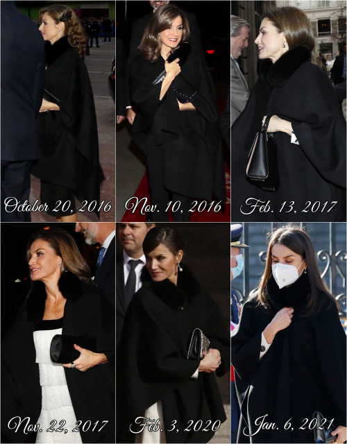 Letizia recycling a black cape by Carolina HerreraOctober 20, 2016: Last concert of the 24th Oviedo 