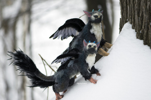 Both Trico. Handmade art dolls: moveable and cute.