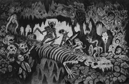 aeronalfrey: Ink drawing created for Cave Evil - Warcults https://summoning-of-evil.myshopify.com/