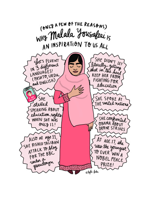 roaring-softly:Malala Yousafzai, the coolest gal around by Tyler Feder