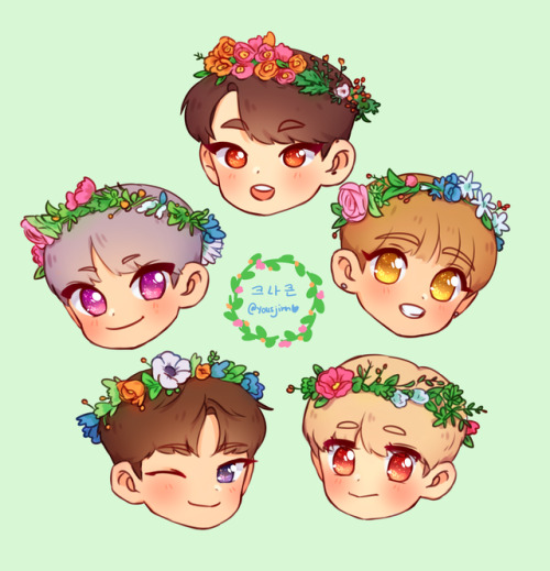 flower boys ;;  ♡ ❀ you can get these as stickers on redbubble!! thank you for all the sup