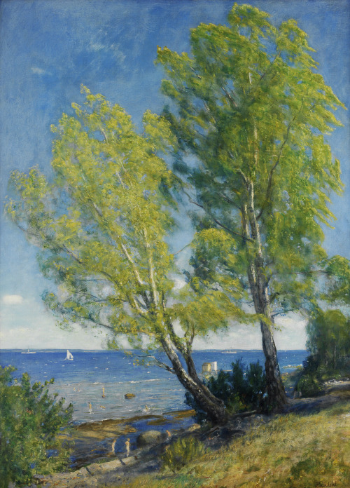 catonhottinroof: Hans Heyerdahl (1857 - 1913) Birchtrees by the Beach, Åsgårdstrand