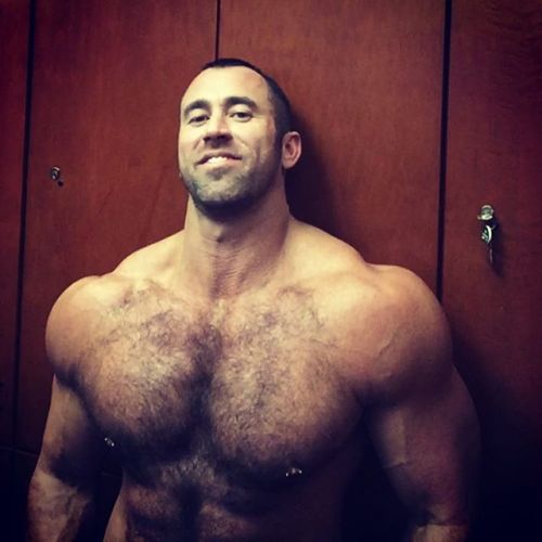 furonmuscle:  This guy calls himself “Jumbo Daddy” – for obvious reasons!   Handsome, hairy, sexy, pierced nips - a mans dream - woof