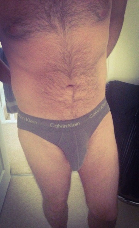 mfsdomle: The only time he has a bulge in his briefs is when he’s caged… My new strap on. My cock is