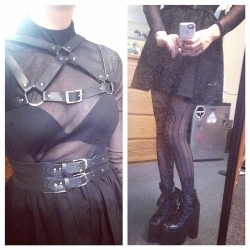 putridpink:  I finally got my deandri dress and harness! Wearing it with my lip service pentagram tights and my yru ballet bae shoes #deandri #lipservice #gothgoth #deathrock 