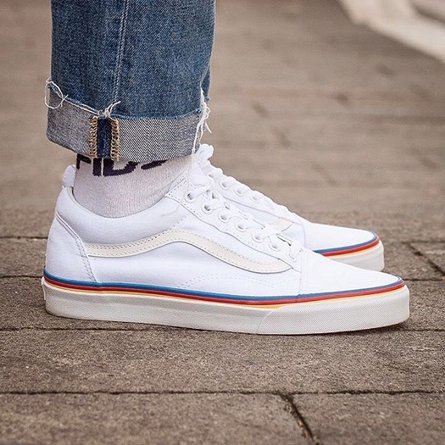 vans old skool rainbow foxing true white