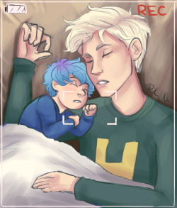 silverfanart:  Sometimes Harry can’t help but to take out the camera to capture sweet moments between his boyfriend and godson @dracomalfoyl @fangirl383 @minheeboo 