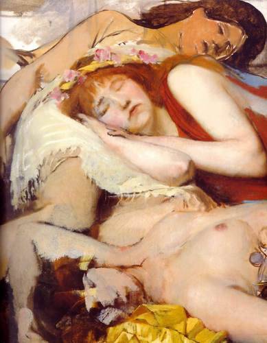Exhausted Maenides after the Dance, 1874, Lawrence Alma-TademaMedium: oil,canvashttps://www.wikiart.