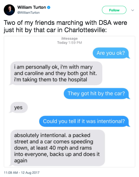 revolutionarykoolaid:  revolutionarykoolaid: revolutionarykoolaid:  revolutionarykoolaid: BREAKING NOW (8/12/17): Neo-nazis are now using vehicles to attack anti-fascist protesters in Charlottesville. Unclear how many were injured, but it appears very