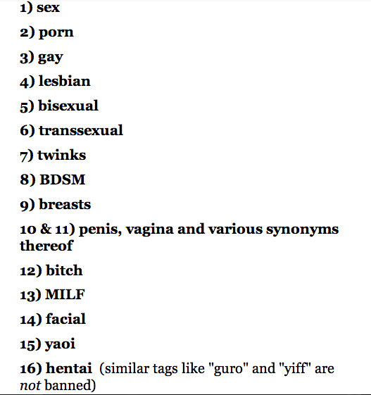 87daysbefore:  a list of 29 tags you can’t search anymore on the mobile tumblr