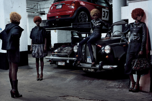 fromobscuretodemure:  Hawa Diawara, Sigail Currie, Honorine Uwera and Atong Arjok by Steven Klein for Vogue Italia October 2006. Fashion editor: Patti Wilson Hair stylist: Laurent Philippon Makeup artist: Kabuki Manicurist: Honey