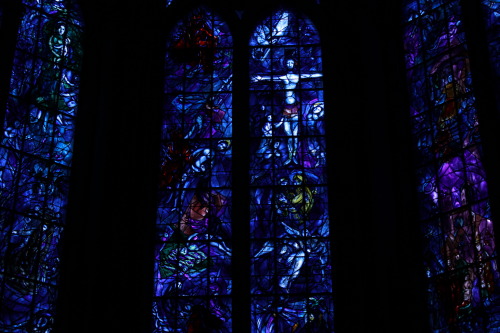 Marc Chagall’s stained glass windows in Reims Cathedral, France. © JB