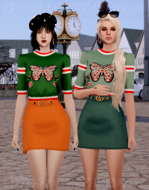 [RIMINGS] GUCCI Burterfly Top & Skirt- TOP / BOTTOM- NEW MESH- ALL LOD- NORMAL MAP- 15 / 15 SWAT