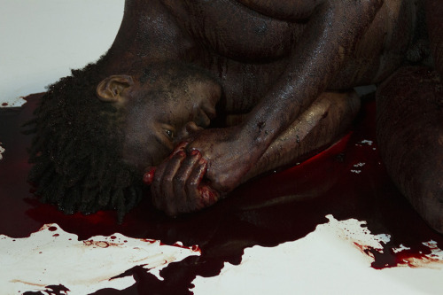 colorthefuture:Simiente, carlos martielI lay in fetal position with my body covered of human bl