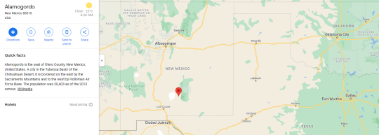 Map of Alamogordo in New Mexico