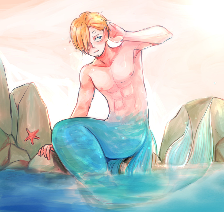 yuushishio:  I tried this web effect on my merman Sanji artwork, it’s so cool (
