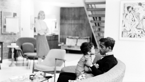 Rat Pack Interiors 1964 Sammy Davis Jr., May Britt, & son Mark Davis at home.