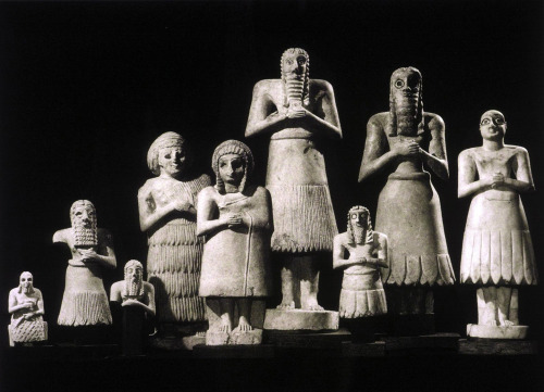king-of-uruk:Votive Statues, from the Temple of Abu, Tell Asmar.