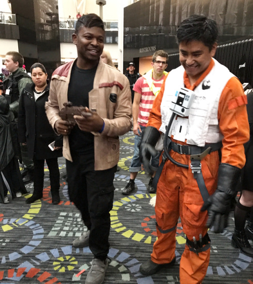 Finn and Poe wish you a #happyhalloween! #finn #poe #starwars #slccomiccon