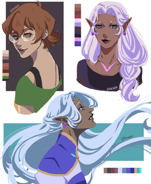 0arcadia: color practice (and also how the f*** draw girls practice ;;;;)with Allura &amp; Pidge! i