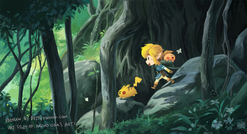 Forest Stroll~ Another Ghibli background art study of Kazuo Oga’s beautiful work. I added some Ninte