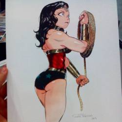 trevinoart:  Sorry for the lack of updates, guys, comicons season. I watercolored this print and the black inked wasn’t affected by the water. Awesome to print a bunch and test. #wonderwoman #dccomics  (en Expo La Mole World Trade Center) 