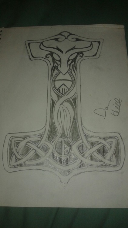 Thors hammer. Pencil sketch