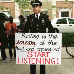 justice4mikebrown:  regalasfuck:  nettaaaaaaaa:  Baltimore. #BaltimoreUprising #FreddieGray  (at Baltimore City Hall)  love this guy  This is Ray Lewis, a retired Philadelphia Police Officer, who also joined protests in Ferguson.