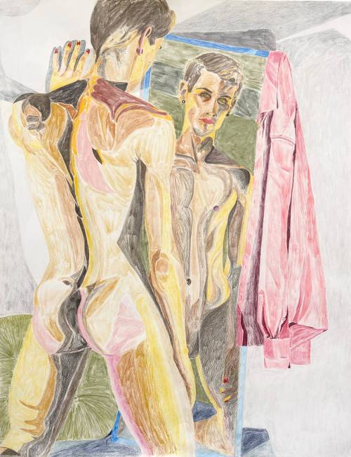 thunderstruck9:Oliver Herring (German/American, b. 1964), David, 2020. Color pencil on paper, 127 x 98 cm.