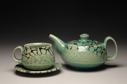 craftalliance: Dganit Moreno, Untitled Teapots and Untitled Teacup and Saucer.