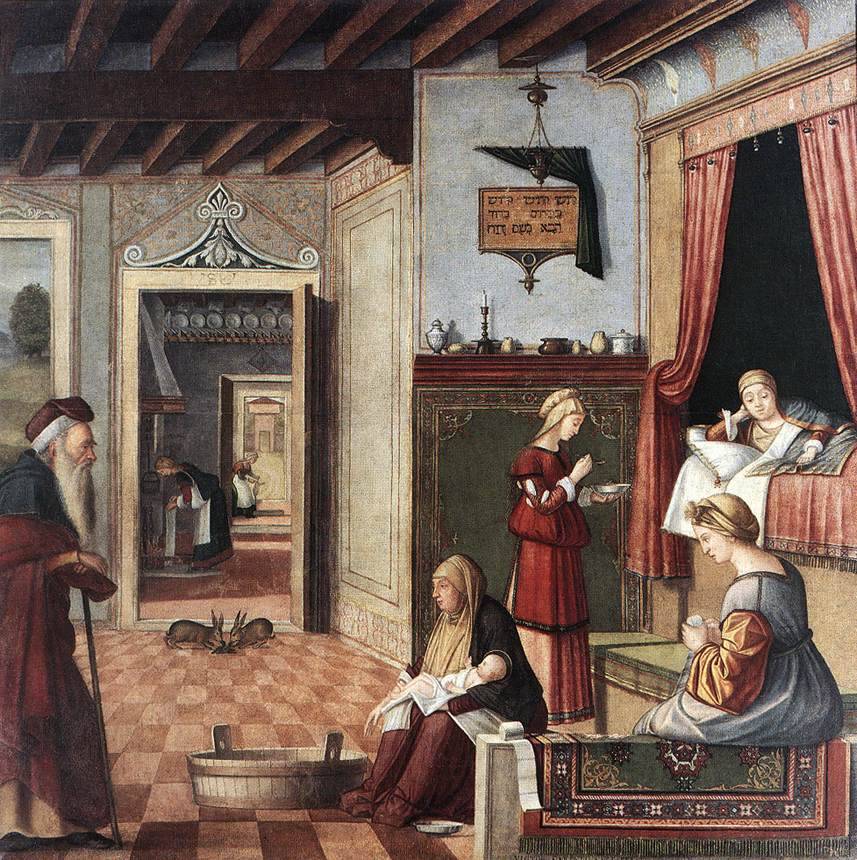 artmastered: Vittore Carpaccio, The Birth of the Virgin, 1504-08, tempera on canvas,